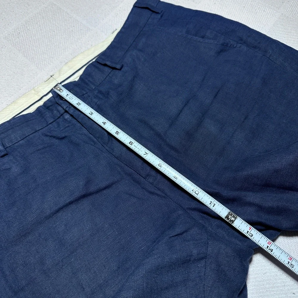 Polo Ralph Lauren Dress Pants 38x27 100% Linen Relaxed Straight Navy Chino Pants